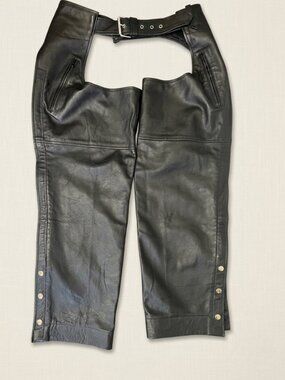 Moma Leather Canada Black Leather Biker Motorcycle Chaps XXL